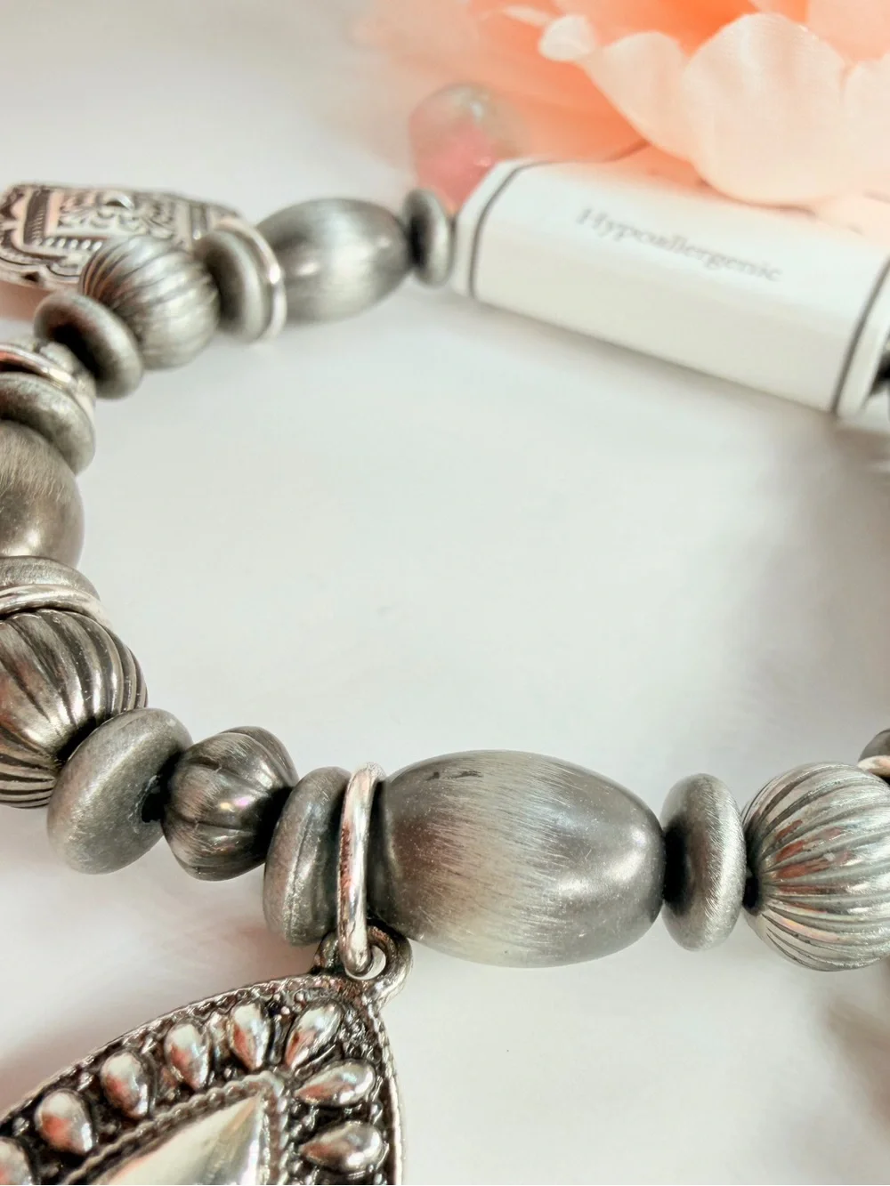 Silver-Tone Charm Bracelet with Turquoise Accents
